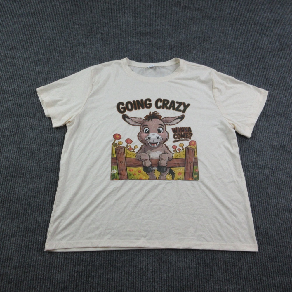 Going Crazy Donkey Shirt Mens 3XL White Crew Neck DIGIPRINT APPAREL Graphic Tee